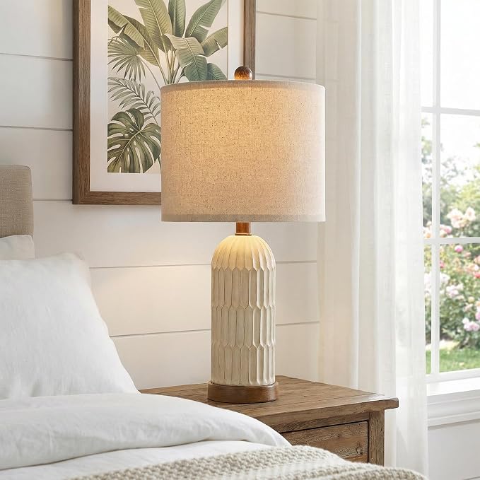 22" Bedside Table Lamps Set of 2, Farmhouse Lamp with USB A+C, Brown | Vintage Nightstand Lamp for Bedroom, Retro Design, Home decor for living Room, Nursery, Home Office, End Side table, Hallway