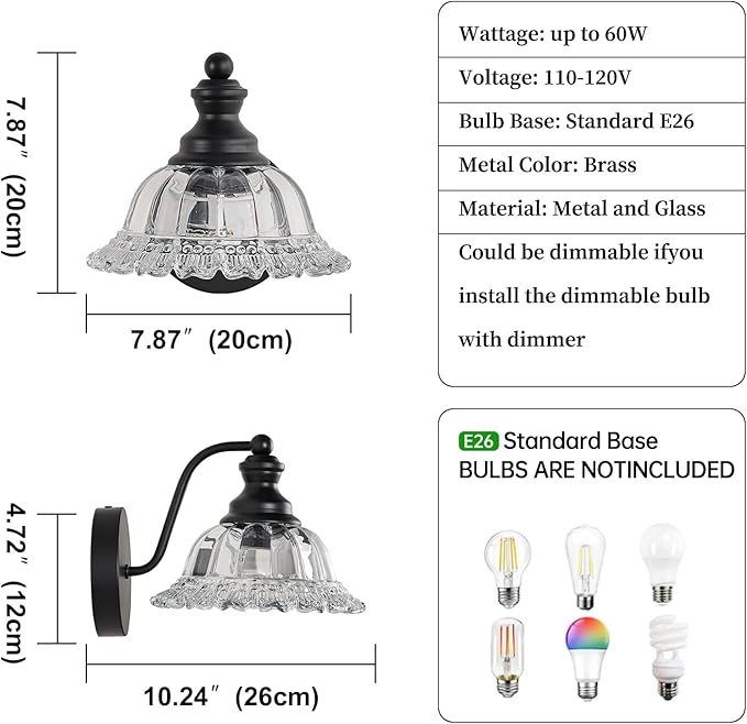 Vanity Light Black Wall Sconces Farmhouse Bathroom Sconces