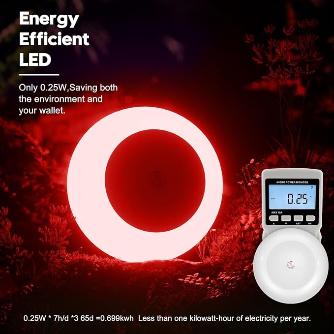 fesnne Night Light, Night Lights Plug into Wall, Dusk to Dawn Sensor, Red Led Night Light 0.5W, 2 Pack Nightlight for Adults, Bedroom, Bathroom, Hallway, Kitchen