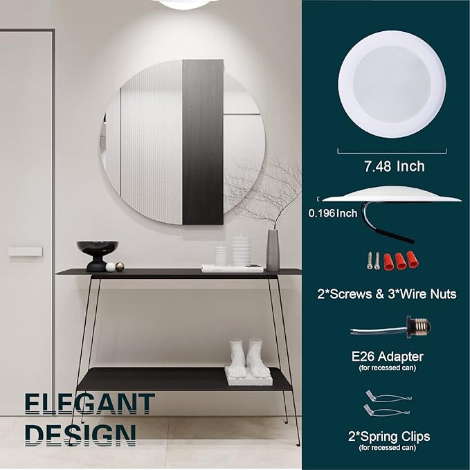 TOPELER 6 Inch LED Disk Light, 15W Modern Flush Mount Ceiling Light, Dimmable Low Profile Disc Downlight, Metal Baffle Trim Fixture for Home Improve, 1000LM 3000K Warm White, ETL Listed (Pack of 2)