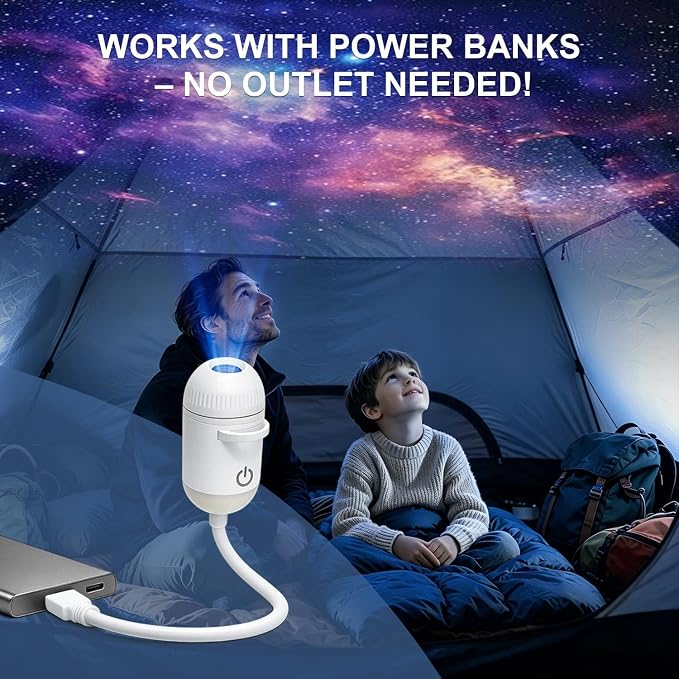 Galaxy Projector Night Light, 2-in-1 USB Star Lamp Kids Gift for Bedroom | Adjustable Brightness, Car & Room Wall Ceiling Decor - 24 Films