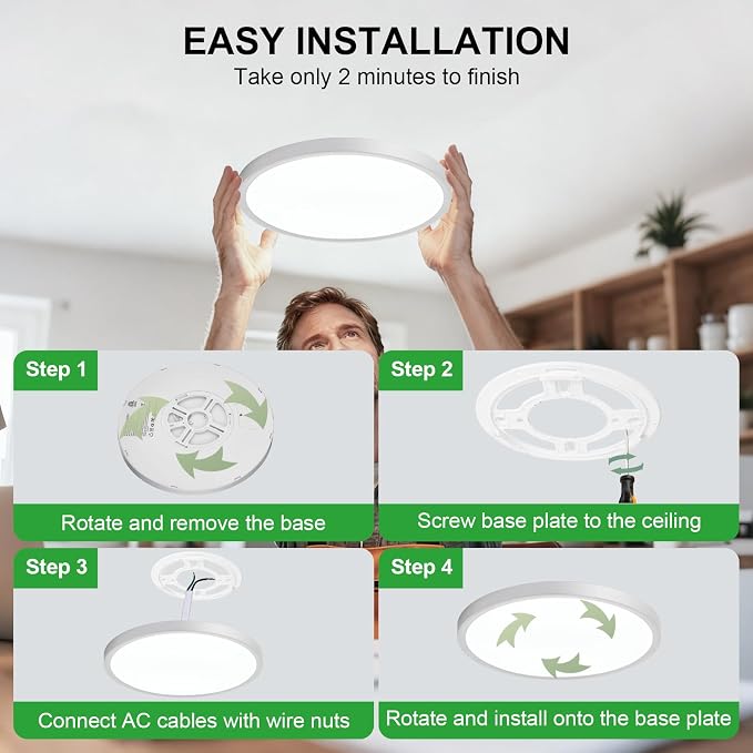 LED Flush Mount Ceiling Light: 12 inch 1Pack Super Slim Dimmable & 5CCT (2700-6500K) Kitchen Lighting Fixtures Ceiling - 24W Silver Low Profile Ceiling Lamp for Bedroom Garage Hallway