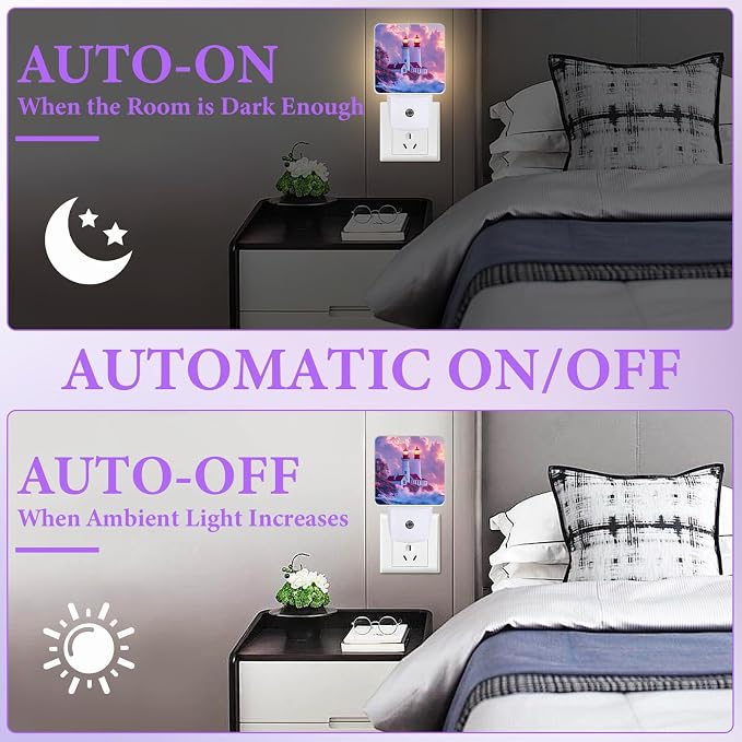 Sunset Lighthouse Night Light,Night Lights Plug into Wall,Led Lamp for Stairway/Hallway/Bedroom 0.5W Nightlight Sleep Friendly