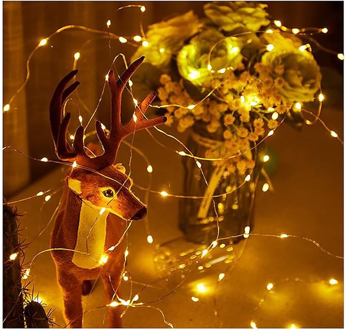 Sokelinn-six 2m 20 LEDs Fairy String Lights, USB Powered String Light for Desk Office Christmas Tree Party Decoration (Warm, 12)