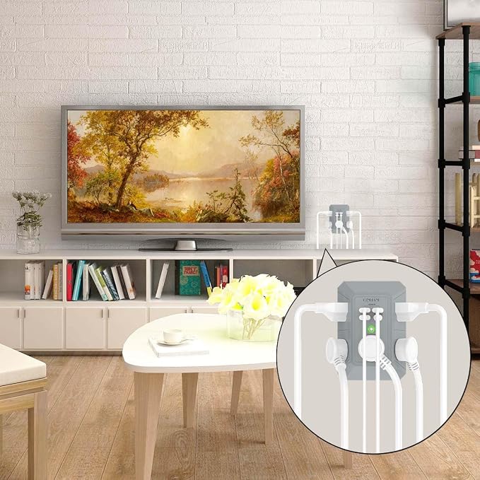 USB Wall Charger, Surge Protector, QINLIANF 5 Outlet Extender with 4 USB Charging Ports(3U1C) 3-Sided 1680J Power Strip Multi Plug Outlets Wall Adapter Spaced for Home Travel Office, Grey