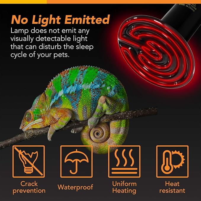 Simple Deluxe 100W Ceramic Reptile Heat Lamp Bulb No Light Emitting Brooder Coop Heater & Digital Heat Mat Thermostat Controller Combo for Amphibian Pet & Incubating Chicken, Black