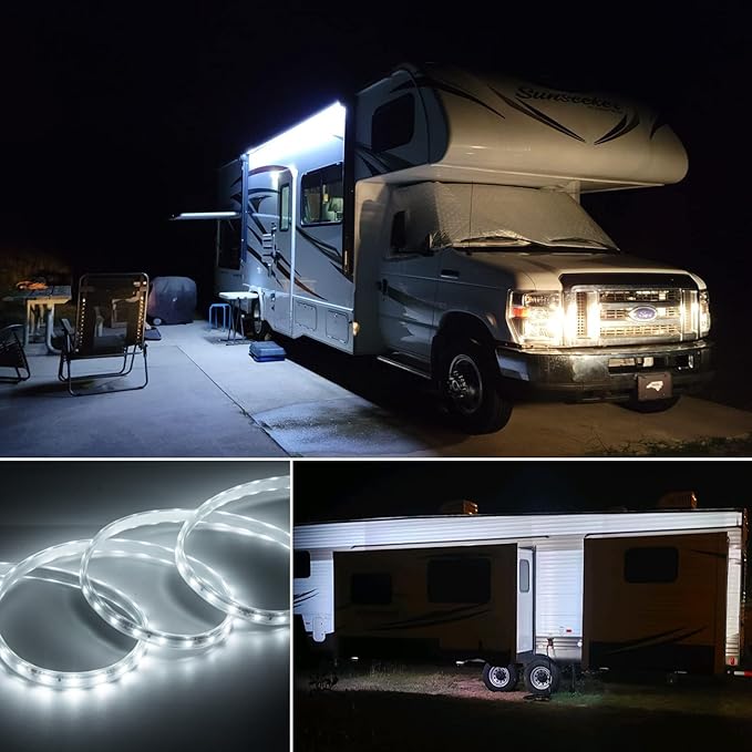 20FT White Rope Lights Outdoor, 12V IP65 Waterproof Led Rope Lights Indoor Cuttable, Flexible Led Strip Lights Cuttable Plug-in for Patio Deck Bedroom Kitchen Bedroom Christmas