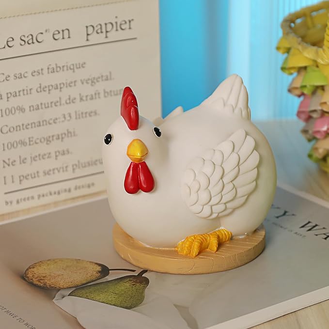 Cute Chicken Egg Night Light for Kids, Battery Powered Resin Lamp, Baby Nursery Nightlight for Kids Room Decor, Funny Chicken Birthday Gift White