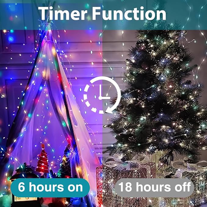 4 Pack Fairy Lights Battery Operated with Remote, Each 39Ft 120LED Battery Powered String Lights with Timer, 8 Modes Waterproof Twinkle Christmas Lights for Bedroom Party Indoor Mason, Multicolor