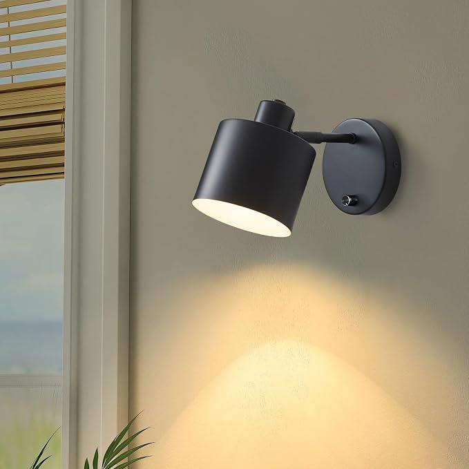 Lightess Black Farmhouse Hardwired Wall Sconce with Dimmer Switch Set of 2 | Dimmable Switch Wall Lights Industrial Rustic Housing, Hardwired Mount Works Great For Bedroom Hallway Living Room Indoor