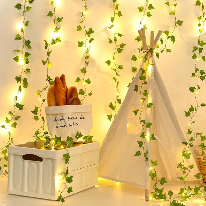 9.8Ft x 6.5Ft 200LED Vines Fairy Lights with Remote,Artificial Plant Fake Ivy Curtain String Light For Home Bedroom Living Room wall Wedding Christmas Party Office Coffee Farmhouse Dorm outdoor Decor