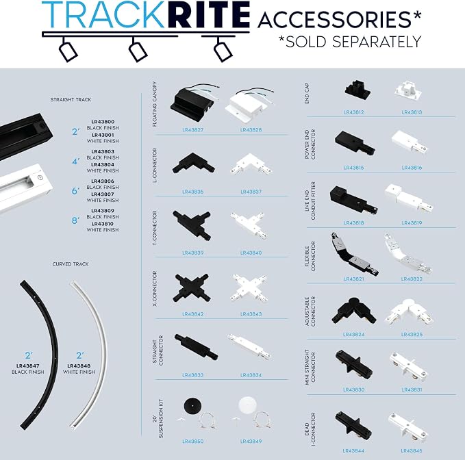 LUXRITE 2.5 Inch LED H-Track Lighting Heads, 5CCT, Round White (3 Pack) | 2700K/3000K/3500K/4000K/5000K, CRI90, 20W, 1500LM, Adjustable 358° + 90° Tilt, H Type Track Light Head, Dimmable, ETL Listed