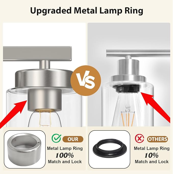 IZORRO Modern Bathroom Light Fixtures, 10 Light Brushed Nickel Vanity Lights, Bathroom Lighting Fixtures Over Mirror with Clear Glass for Living Room Cabinet Bedroom
