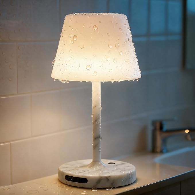 SAIWEYA Outdoor Waterproof Shower Lamp, 5200mAh Rechargeable Bathroom Lamp | IP65 Cordless Shower Light, Touch Dimming, Long-Lasting Battery, Versatile for Patio, Camping, Bathroom, Restaurant & Kitchen