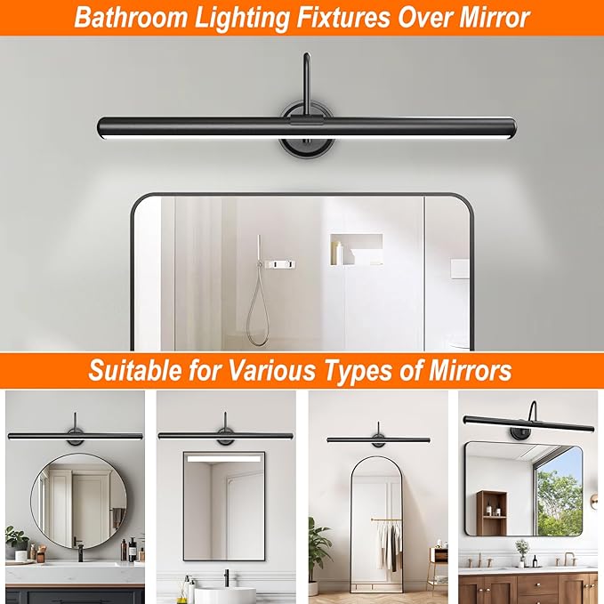 Battery Operated Vanity Lights, Magnetic Mount Bathroom Light Fixture Over Mirror with Remote, Dimmable 3 Color Temp Timer, 22.8 Inch Makeup Mirror Light Bar for Bathroom Bedroom Dressing Table