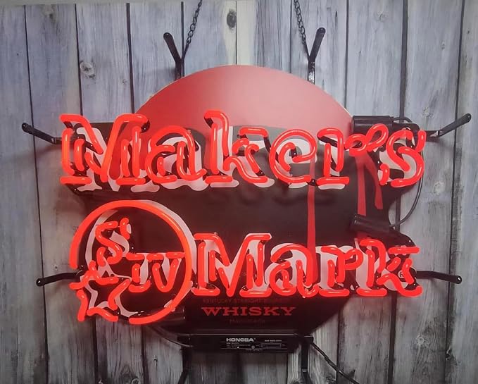Neon Signs Beer Bar Bedroom Compatible For inin Makers Mark Light Sign Glass Neon Signs for Office Hotel Pub Cafe Man Cave Neon Light Art Wall Lights 24 X 20 Inches