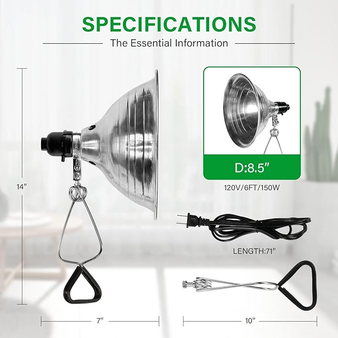 Simple Deluxe Clamp Lamp Light 150 Watt with 8.5 Inch Aluminum Reflector (no Bulb Included), 6 Feet Cord, 4 Pack, Black