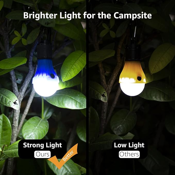 Lepro LED Camping Lantern with 3 Light Modes, Batteries Included, 4 Packs | Hanging Tent Light, Camping Essentials, Portable Lantern Flashlight for Camping, Emergency Light, Power Outages