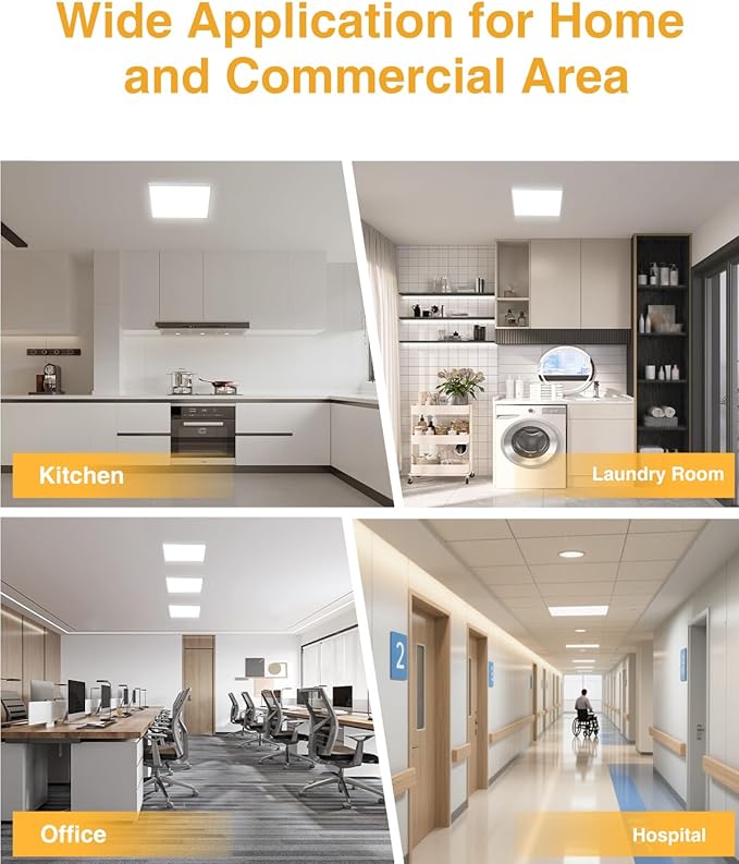 2x2 LED Flat Panel Light, 2 Pack Drop Ceiling Lights Fixture 5200LM, Selectable Features, 20W/25W/30W/35W/40W, 3000K/3500K/4000K/5000K/6500K, Dimmable (0-10V), for Office Kitchen, ETL Listed