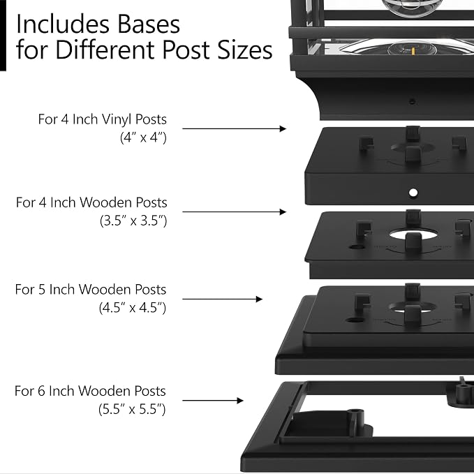 Davinci Edison Solar Outdoor Post Cap Lights, 4x4 5x5 6x6, Metal&Glass, 2PK | Slate Black, fence/deck/garden/patio posts, diecast aluminum & glass, bright 30lm warm white LED, auto-on, 8h, cordless, IP44