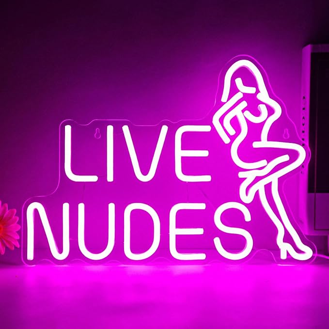 Lady Neon Sign Dimmable Pink LED Lights Bar Club Lounge Man Cave Wall Art | USB Powered Neon Sign with Vintage Lady Design Pink LED Light for Bar Basement Bachelor Club Party Bedroom Shop Wall Decor