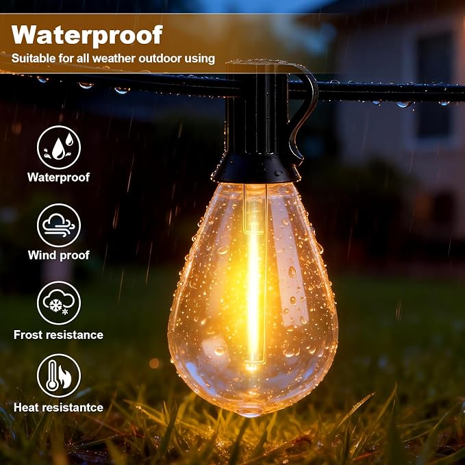 100(90+10)FT Outdoor String Lights, 30m Waterproof Remote LED Patio Lights with 39+2 S11 Bulbs, Dimmable Outside Hanging Lights for House, Porch,Yard,Garden,Connectable Plug-in Gazebo Lighting