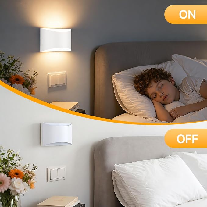 Battery Operated Wall Sconce Set of 2, Rechargeable Wall Lights | White Wireless Wall Mount Lights 3000K Bulbs, Touch & Remote Control, Clear Glass, Cordless Dimmable Indoor Lamp for Bedroom
