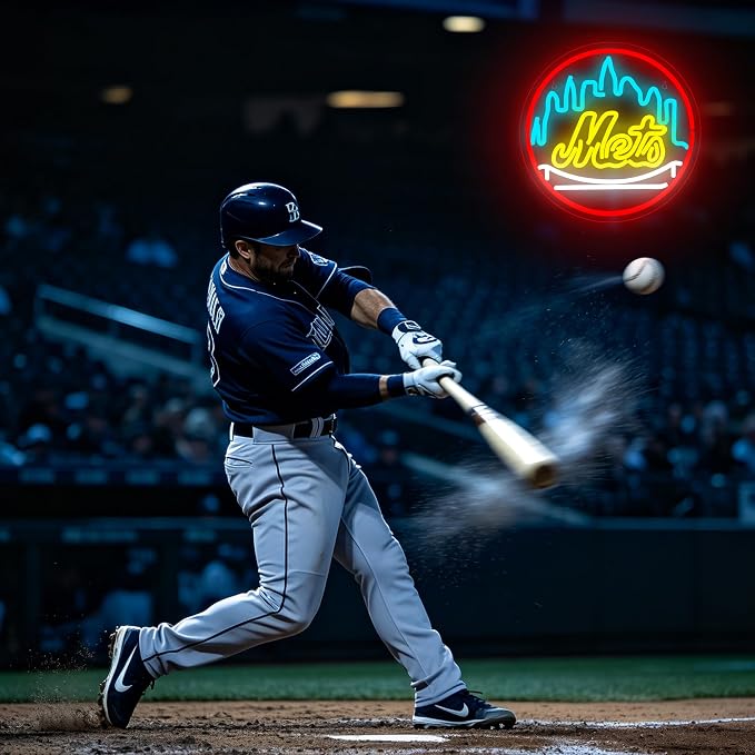 Baseball Neon Sign for Wall Decor NY Baseball Team Neon Light for Man Cave | Dimmable Led Neon,Fans Birthday Baseball Gifts,5V USB Powered, Men's Bedroom,Sport Bar Decor,Club,Garage Wall Art,13.5*13.5in