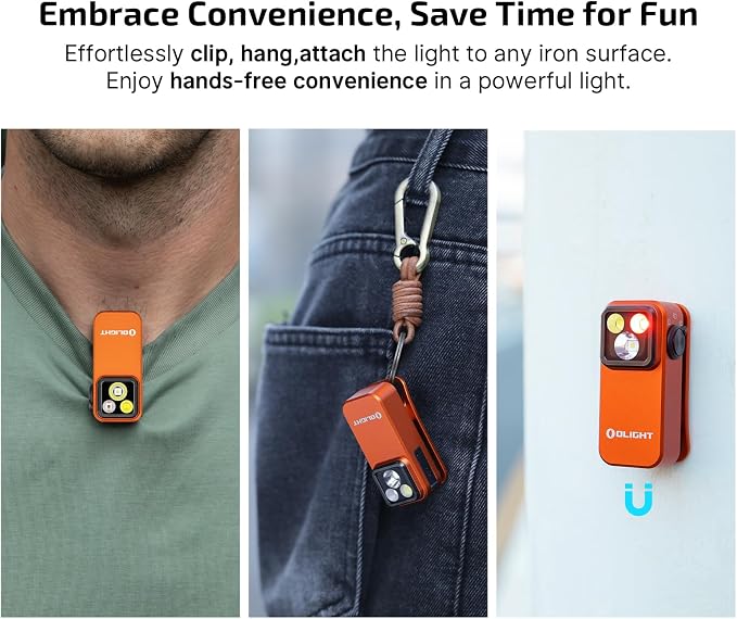 OLIGHT Oclip Pro Rechargeable EDC Clip-on Flashlight, Orange | Red Light, 500 Lumens Floodlight, Spotlight, Pocket-Sized, USB-C Charging, Magnetic, for Work, Signaling, Outdoor or Home Use