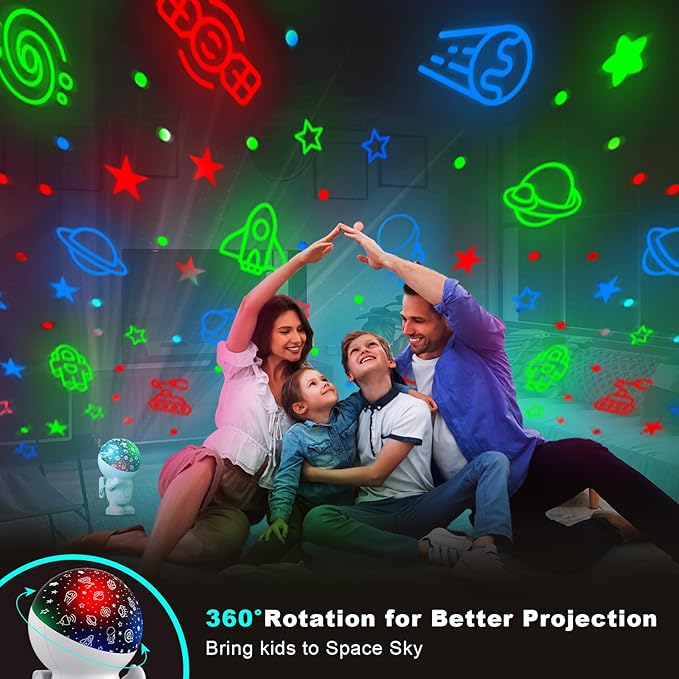 Astronaut Star Projector with Timer, 360 Degree Rotating Blue Halo Engergy Light Space Effect Kids Room Night Lights for Children Sleep Peacefully, Birthday Chritmas Gifts,Kids' Room décor