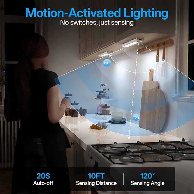 Under Cabinet Lighting with Charging Station,Battery Operated 6Pack | Motion Sensor Light Indoor with Remote,3color Dimmable Closet Light Rechargeable Wireless,Under Counter Lights for Kitchen
