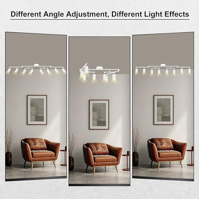8 Light Track Lighting Fixtures Ceiling, Matte White Kichen Track Lighting Fixtures, Rotatable Light Heads, Adjustable Modern LED Track Lights for Kitchen/Hallway, No GU10 Bulb