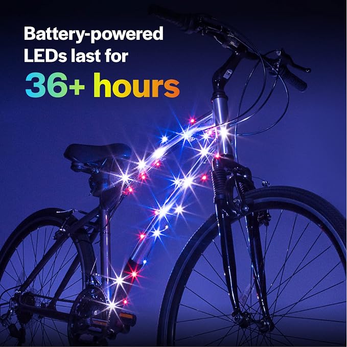 Brightz CosmicBrightz LED Bike Frame Rope Light - 6.5-Foot String Rope - Battery-Powered with On/Off Switch - Ultra Bright Color Keeps Your Ride Fun and Safe for Kids, Teens, & Adults