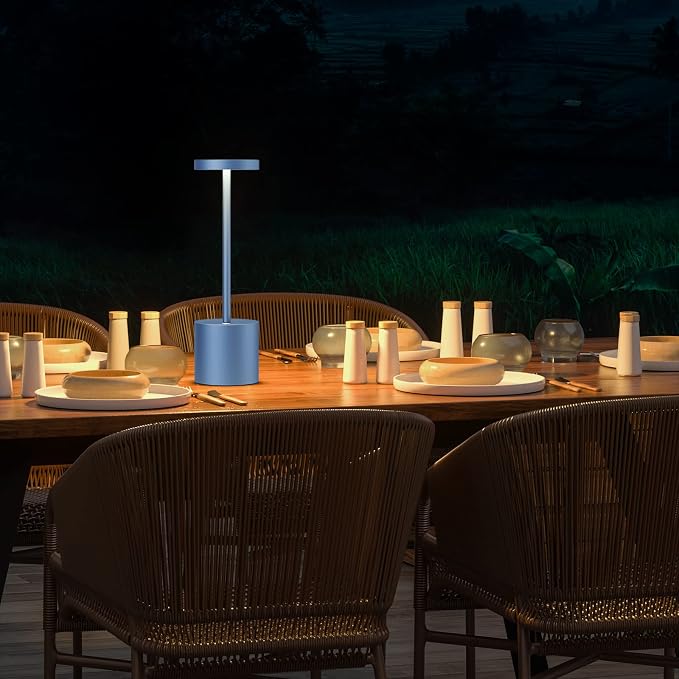 Cordless Table Lamp Rechargeable,Battery Powered LED Outdoor Table Light | SAKRINGT 3 Color Stepless Dimming,72Hrs Long Lasting Battery Operated,Portable Waterproof Touch for Patio Restaurant Dining