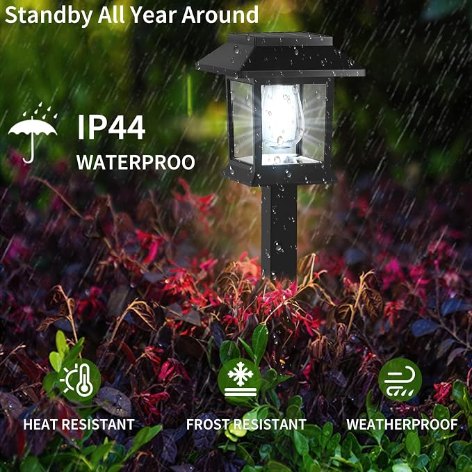 Solar Lights Outdoor, 6 Pack 6000K Waterproof Auto On/Off Solar Pathway Lights for Garden, Landscape, Path, Yard, Patio, Driveway, Walkway Decor