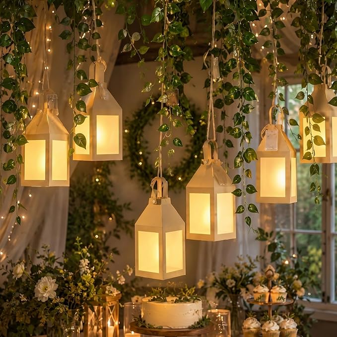 Yinder 24 Pcs Enchanted Forest Theme Decoration Set 82.68 ft Artificial Begonia Leaf Vine Paper Candle Lanterns Decor with LED String Lights for Bedroom Aesthetic Jungle Fairy Wonderland Party Favor