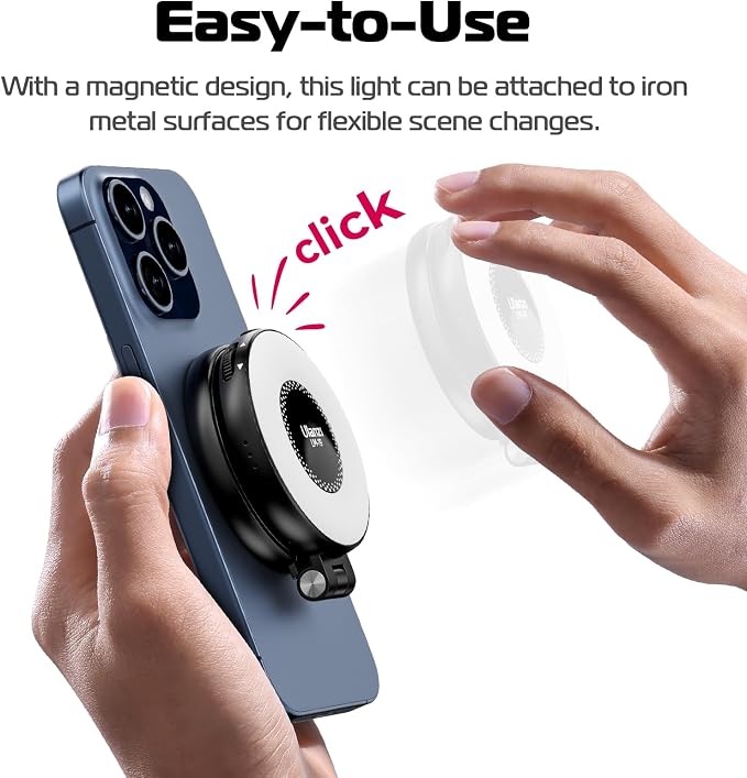 ULANZI Magnetic Selfie Light White, LED Fill Light Compatible with Magsafe, LED Selfie Ring Light Included Sticky Ring for Phones, for Selfies/Photography/TikTok/Zoom Calls/Video Recording