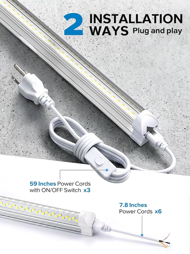 ELEKICO Super Bright Upgrade 100W Led Shop Lights 8FT 6-Pack 5000K 15000LM | 96inch Shop Light 8' Led Ceiling Garage Lighting Light Fixtures for Garage Shop Workshop Warehouse Barn Lighting
