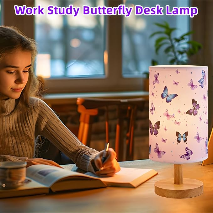 Butterfly Lamp,LED Kids Table Lamp for Bedroom Decor Girls Bedside Lamps | 3 Colors Nightstand Night Light with Cartoon Lampshade Desk Lamp for Boys Girls Room Nursery Decor,Butterfly Gifts for Girls