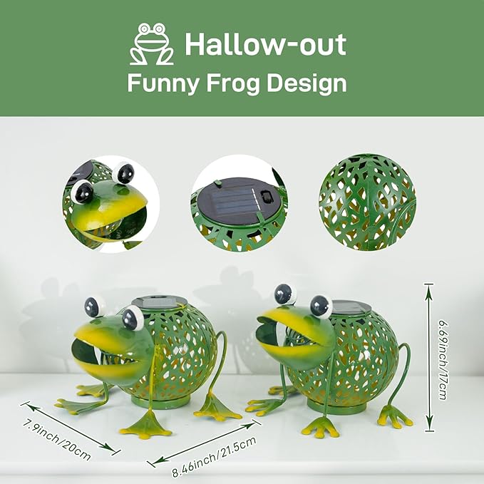 Solar Lanterns Outdoor Waterproof, 2 Pack Frog Solar Lights with Auto On/Off for Garden Yard Pathway Table Decor,2025 Gardening Lovers Mom Gifts