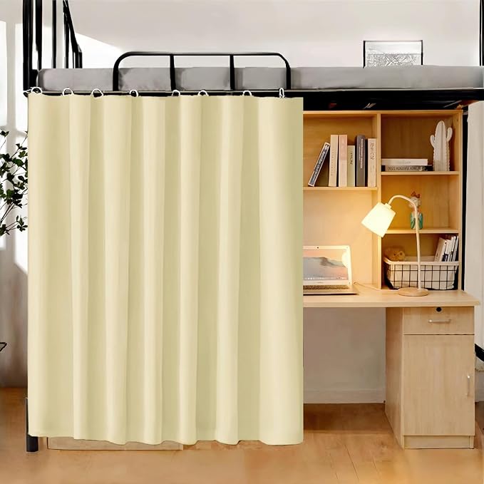 Gxi Beige Blackout Bottom Bunk Bed Curtain | Privacy Canopy Loft Under Dormitory Bed Curtain, 1PC