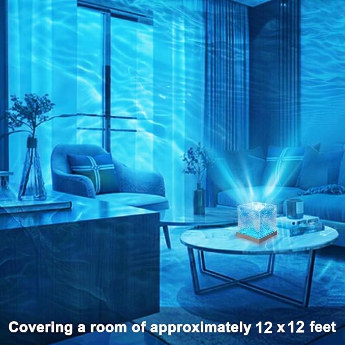 RICHMYC Ocean Wave Projector Light, 16 Colors Rotating Water Lamp, Remote | Beach Decor Sea Themed Gradual Northern Lights Projector for Office Bedroom Bar Restaurant (Plug in 4.7in)