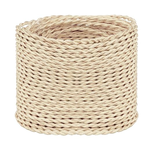 Helunsi 32.8ft Twisted Cloth Covered Wire - Champagne Gold 18/2 Electrical Lamp Cord, 18 Gauge 2-Conductor Fabric Cord for DIY Projects