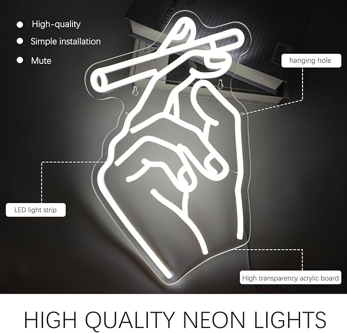 Hand Neon Sign for Wall Decor, Gesture Hand LED Neon Lights Art for Bedroom, Bar, Lounge, Game Room, Club Party Décor Gift for Men