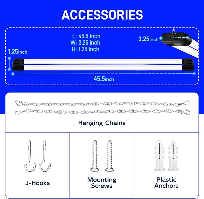 hykolity 4FT 60W LED Shop Light,6500LM[450W Equivalent] 5000K Daylight | Plug-in Utility Linkable Shop Lights for Garage Workshop Warehouse Basement, Ceiling Hanging or Surface,Black,4 Pack