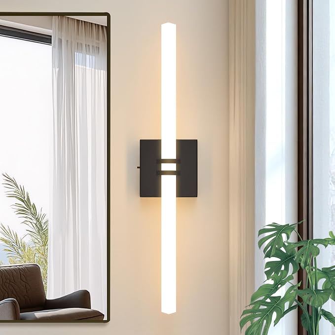 Black Bathroom Light Fixture LED Vanity Light 22" Wall Sconce | 5CCT Dimmable Wall Light, Modern 360° Lighting, 18W Hardwired Vanity Light for Bathroom, Flicker-Free