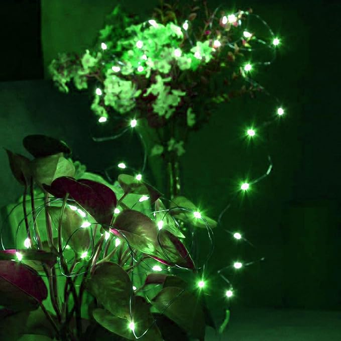 4 Pack Fairy Lights Battery Operated Halloween String Lights Timer Green | Each 16FT 50 LED, Bendable Cuttable Waterproof Wire, Fairy Lights Battery for Indoor Outdoor Halloween Eve Party Home Decor