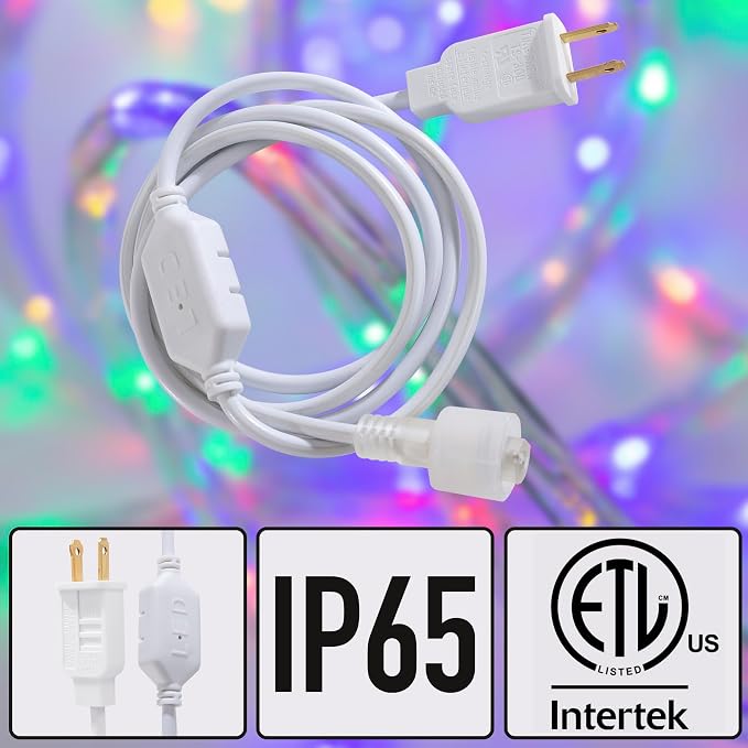 50ft Multicolor Rope Lights,Connectable for Indoor & Outdoor,110V Transparent Flexible Tube Lights,Waterproof LED Rope Lighting For Outside,Deck,Patio,Pool,Camping,Bedroom Decor,Landscape Lighting