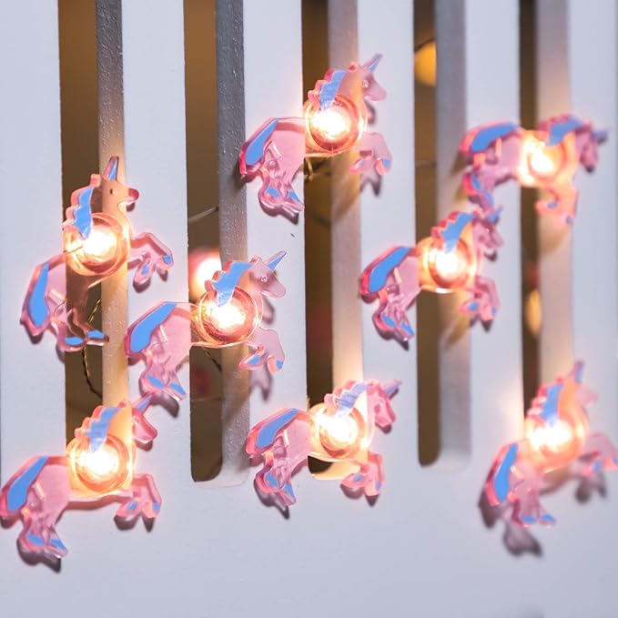 Silverstro Unicorn LED Lights for Bedroom Remote 30LEDs USB & Battery Operated Cartoon Pink String Lights - Home Summer Thanksgiving Holiday Decor