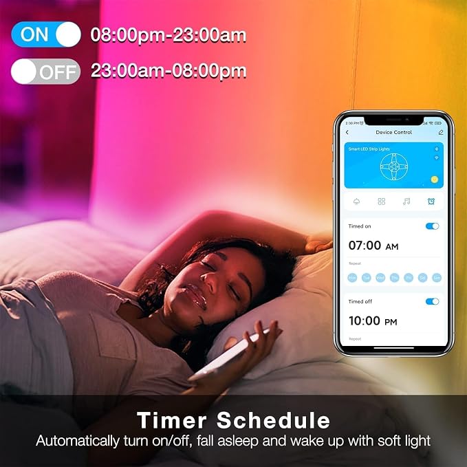 DAYBETTER Smart WiFi Led Lights, 25 FT RGB Led Strip Lights Compatible with Alexa and Google Assistant, App Voice Remote Control Music Sync Color ChangingLED Strip Lighting for Bedroom Room Decor